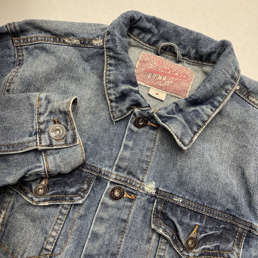 Brooklyn Cloth Women's Trucker Denim Jacket Medium‎ Distressed